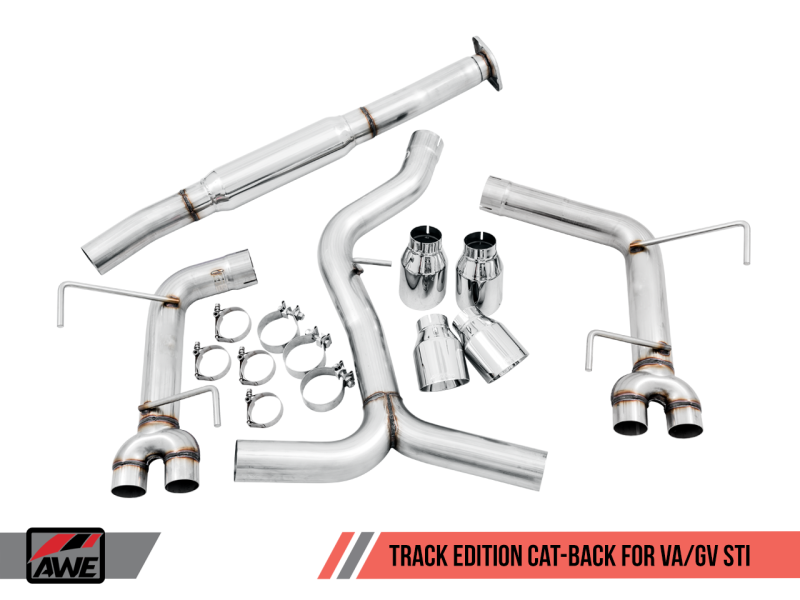 AWE Tuning Subaru WRX/STI VA/GV Sedan Track Edition Exhaust - Chrome Silver Tips (102mm) - eliteracefab.com