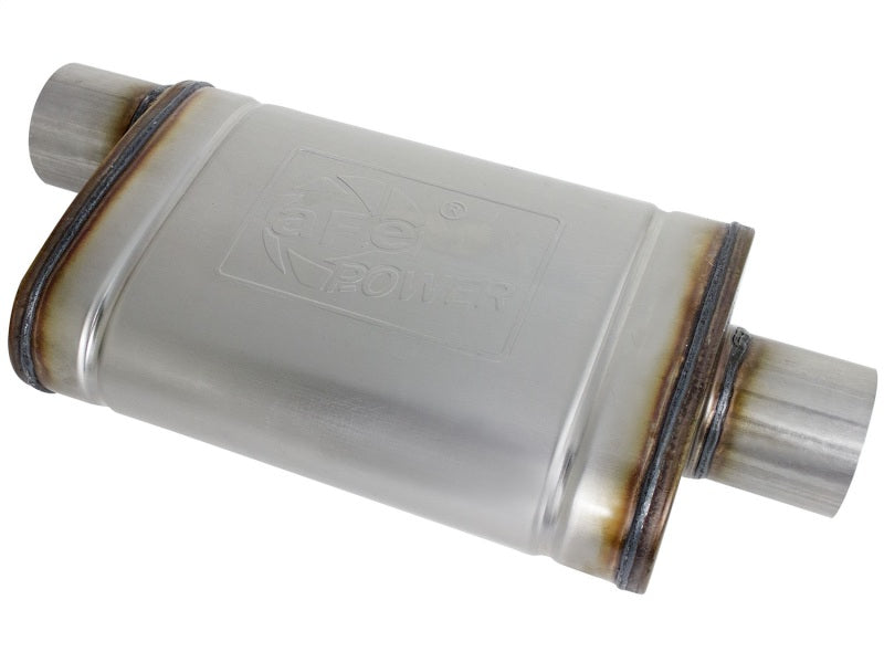 aFe MACHForce XP SS Muffler 3in Center Inlet / 3in Outlet 9in L x 4in W x 14in Body aFe