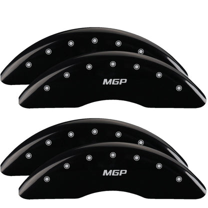 MGP 4 Caliper Covers Engraved Front & Rear Style 2/Chrysler Wing Black finish silver ch MGP