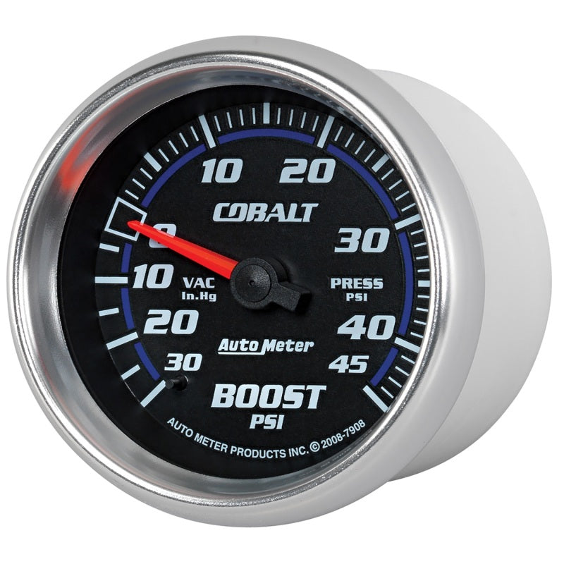 AutoMeter Gauge Vac/Boost 2-5/8in. 30Inhg-45PSI Mechanical Cobalt 7908
