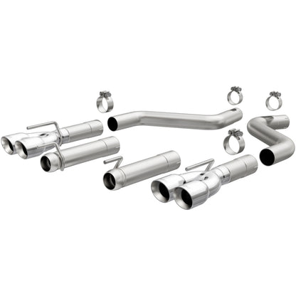 MagnaFlow Axle-Back, SS, 3in, Quad Split Rear 3.5 Tips 2015 Dodge Challenger incl SRT Hellcat - eliteracefab.com