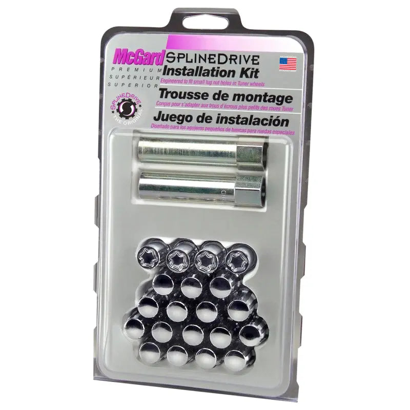 McGard SplineDrive Tuner 5 Lug Install Kit w/Locks & Tool (Cone) M12x1.5 / 13/16 Hex - Chrome (CS) McGard