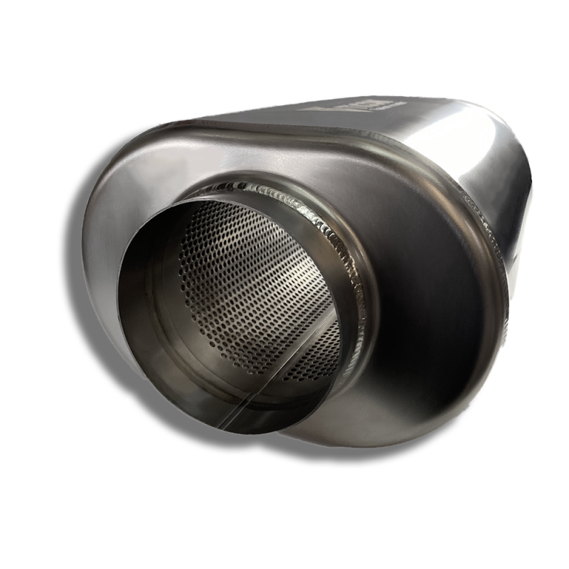 Ticon Industries 4in Oval Titanium Muffler 4in Center In/4in Center Out - 17in Ovr Length 1mm/.039in Ticon