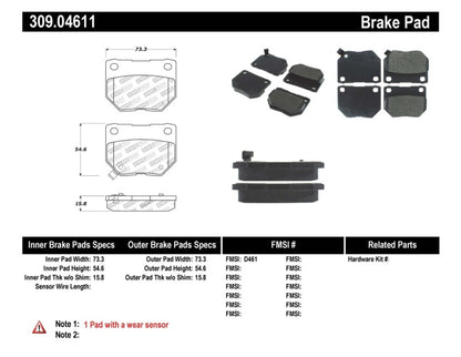 STOPTECH PERFORMANCE 06-07 SUBARU IMPREZA WRX (EXC STI) REAR BRAKE PADS, 309.04611 - eliteracefab.com