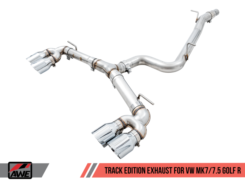 AWE Tuning MK7.5 Golf R Track Edition Exhaust w/Chrome Silver Tips 102mm - eliteracefab.com