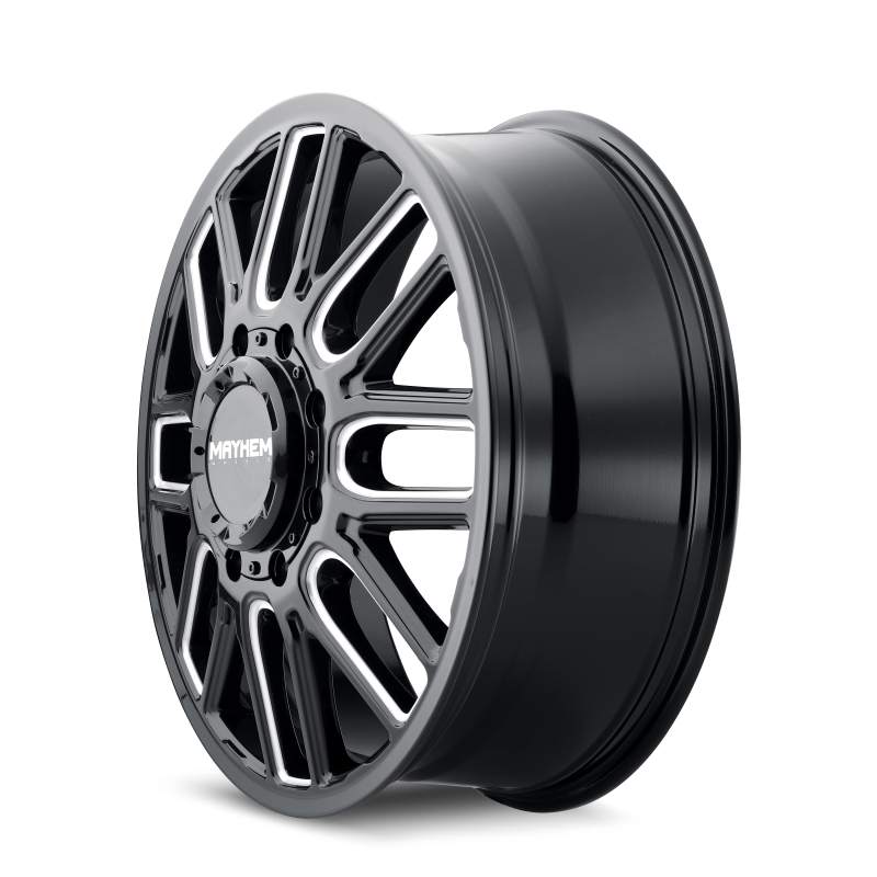 Mayhem 8107D Cogent Dually 20x8.25/8x165.1 BP/115mm Offset/121.3mm Hub Black w/ Milled Spokes Wheel Mayhem