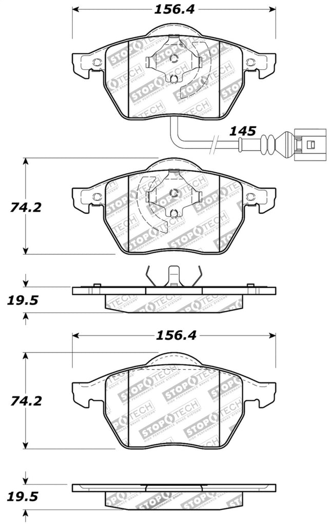 STOPTECH PERFORMANCE 99-08 VW JETTA / 5/99-05 GOLF GTI/GLS TURBO FRONT BRAKE PADS, 309.06871 - eliteracefab.com