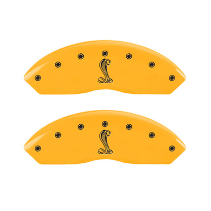 MGP 4 Caliper Covers Engraved Front & Rear Tiffany Snake Yellow Finish Black Char 2004 Ford Mustang MGP