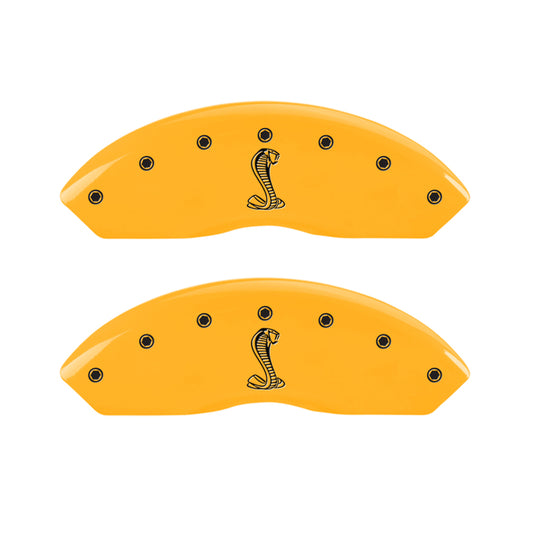 MGP 4 Caliper Covers Engraved Front & Rear Tiffany Snake Yellow Finish Black Char 2004 Ford Mustang MGP