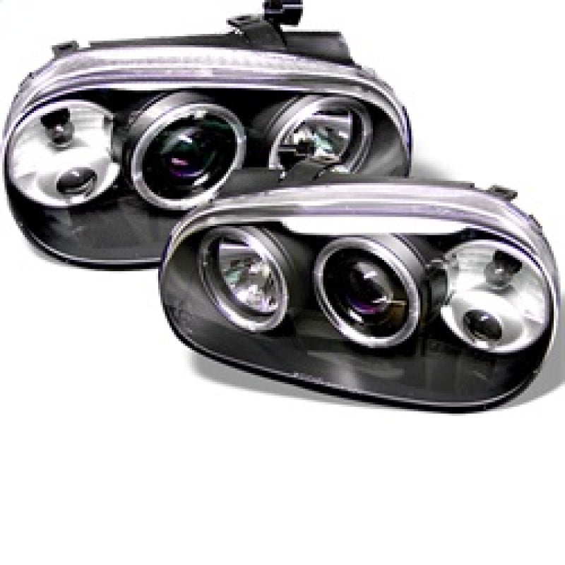 Spyder Volkswagen Golf IV 99-05 Projector Headlights LED Halo Black High H1 Low H1 PRO-YD-VG99-BK - eliteracefab.com