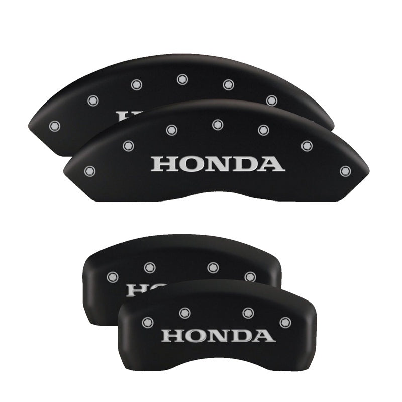 MGP 4 Caliper Covers Engraved Front & Rear Vtech Black finish silver ch MGP