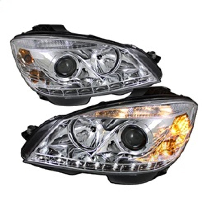 Spyder Mercedes Benz C-Class 08-11 Projector Headlights Halogen - DRL Chrm PRO-YD-MBW20408-DRL-C - eliteracefab.com