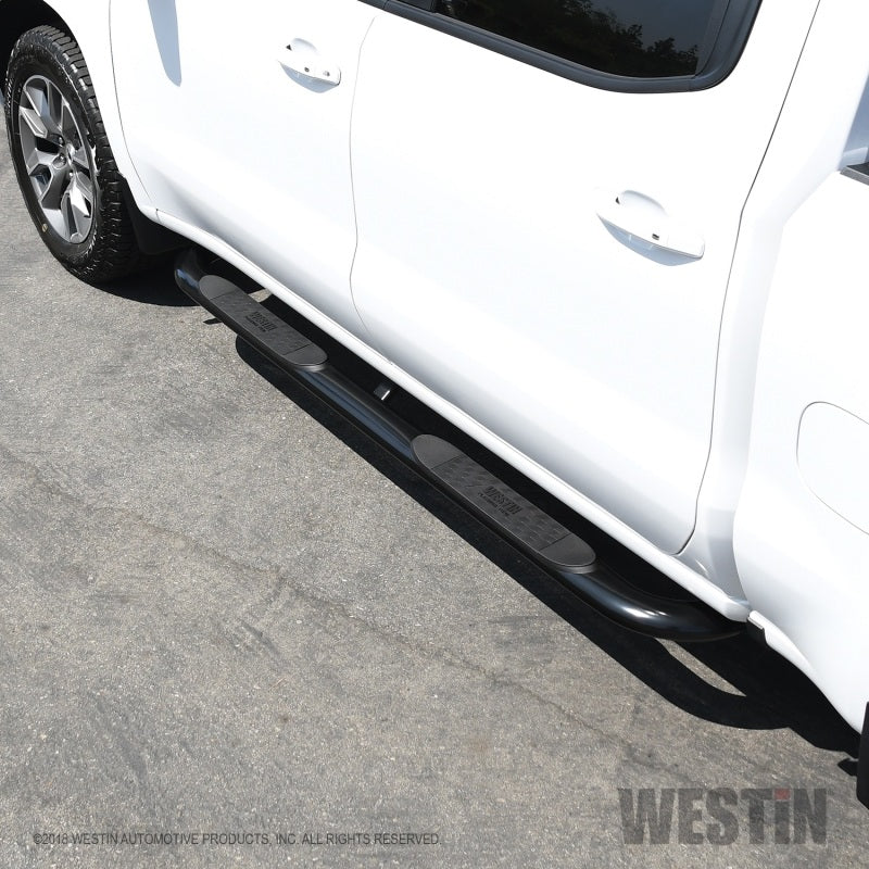 Westin 2019 Chevrolet Silverado/Sierra 1500 Crew Cab Platinum 4 Oval Nerf Step Bars - Black - eliteracefab.com