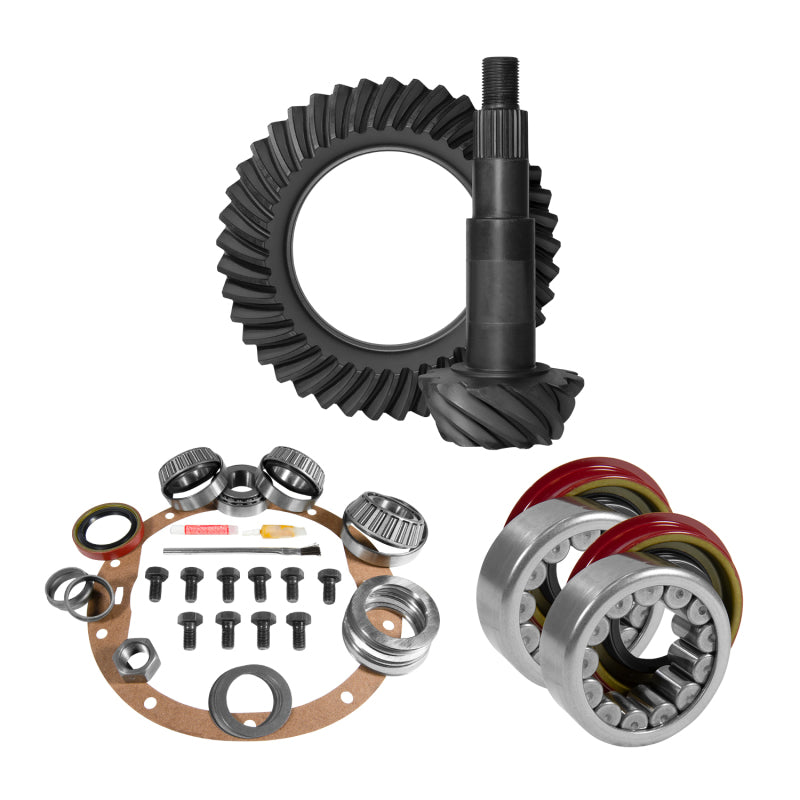 Yukon 8.5in GM 3.73 Rear Ring & Pinion Install Kit Axle Bearings 1.78in Case Journal Yukon Gear & Axle