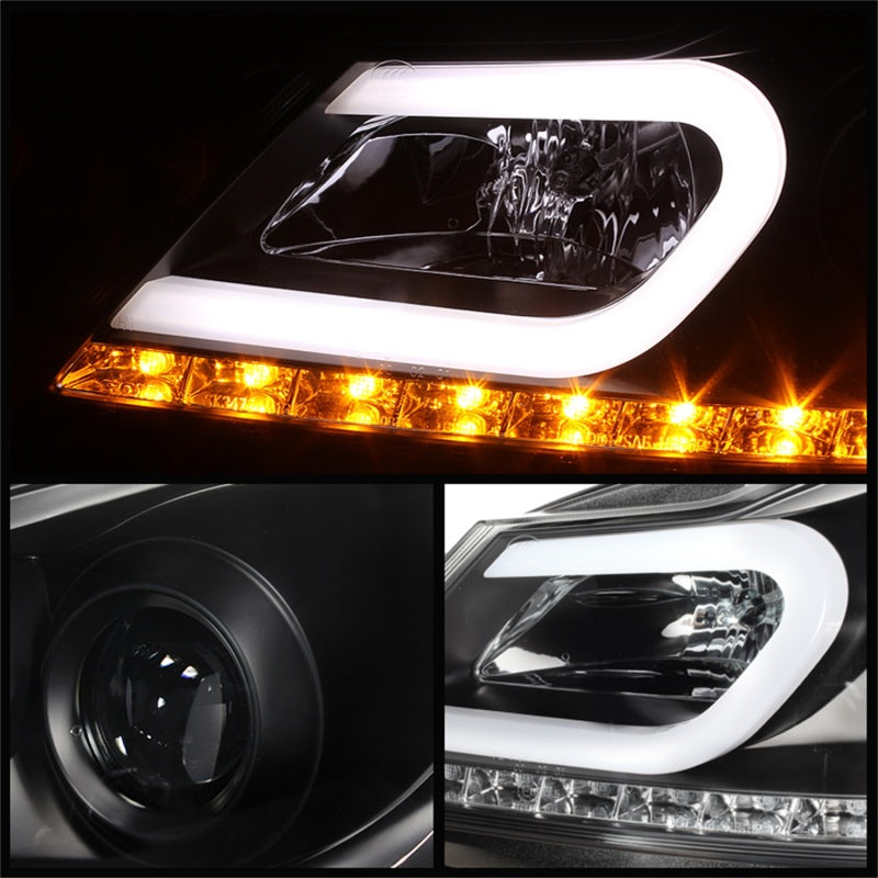 Spyder Mercedes Benz W204 C-Class 12-13 Projector Halogen Model- DRL Blk PRO-YD-MBW20412-DRL-BK - eliteracefab.com