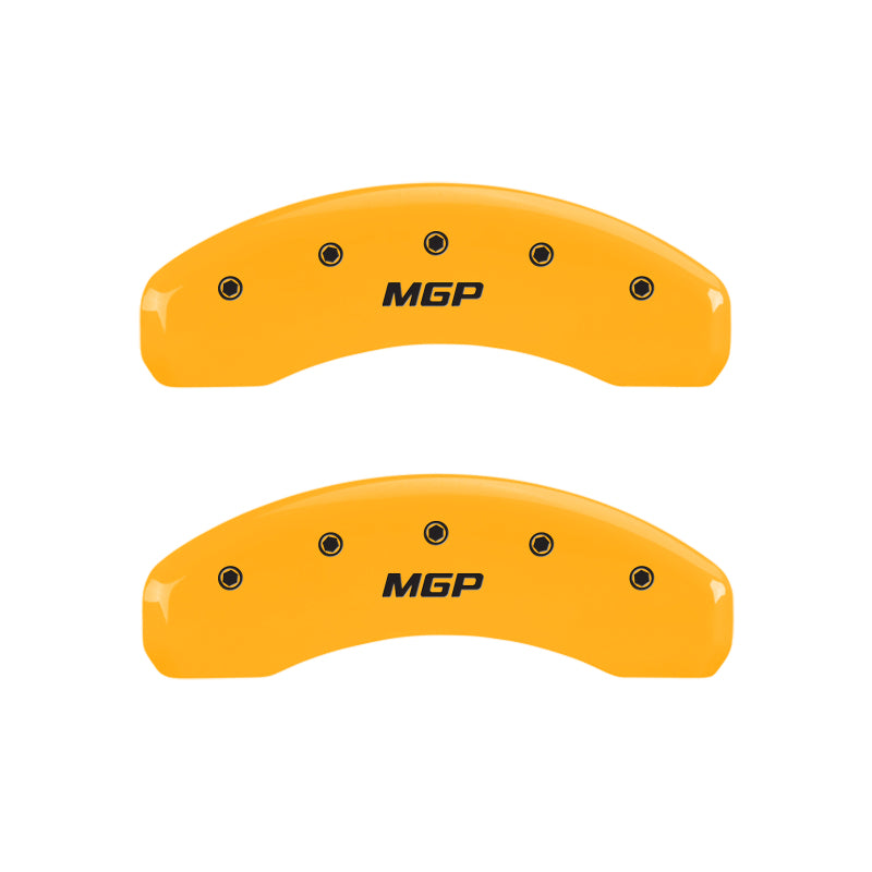 MGP 4 Caliper Covers Engraved Front & Rear MGP Yellow Finish Black Characters 00-06 Chevy Avalanche MGP