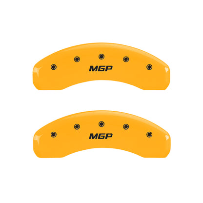 MGP 4 Caliper Covers Engraved Front & Rear MGP Yellow Finish Black Char 2004 Jeep Wrangler MGP