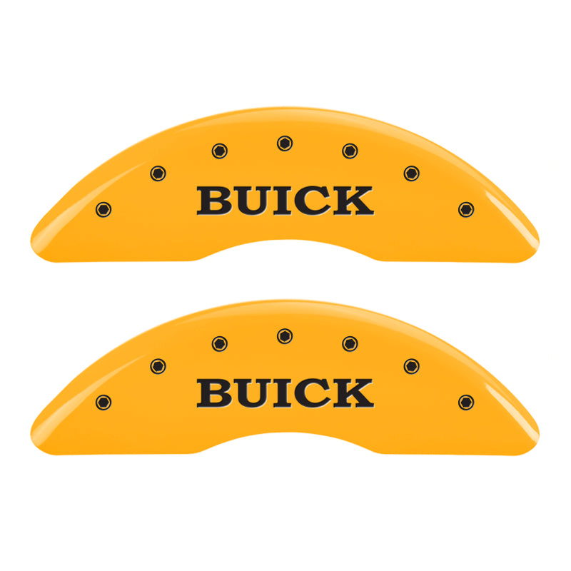 MGP 4 Caliper Covers Engraved Front Buick Engraved Rear Buick Shield Yellow finish black ch MGP