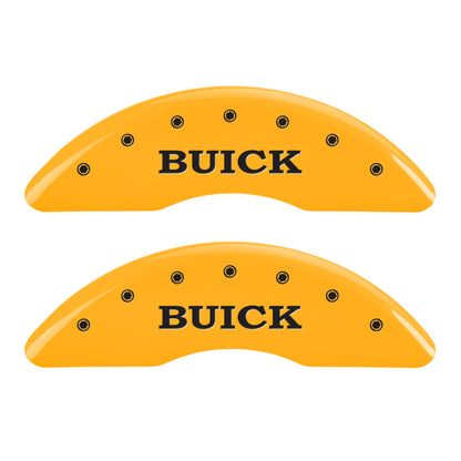 MGP 4 Caliper Covers Engraved Front Buick Engraved Rear Buick Shield Yellow finish black ch MGP