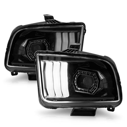 ANZO FORD MUSTANG 05-09 PROJECTOR LIGHT BAR STYLE HEADLIGHTS BLACK 121566