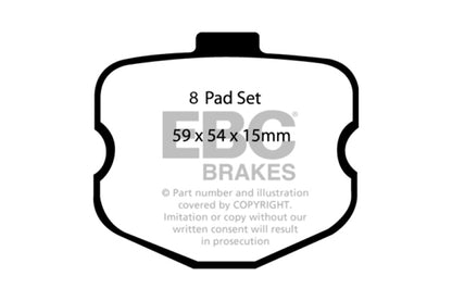 EBC 06-08 Chevrolet Corvette (C6) 7.0 (Z06) Yellowstuff Rear Brake Pads - eliteracefab.com