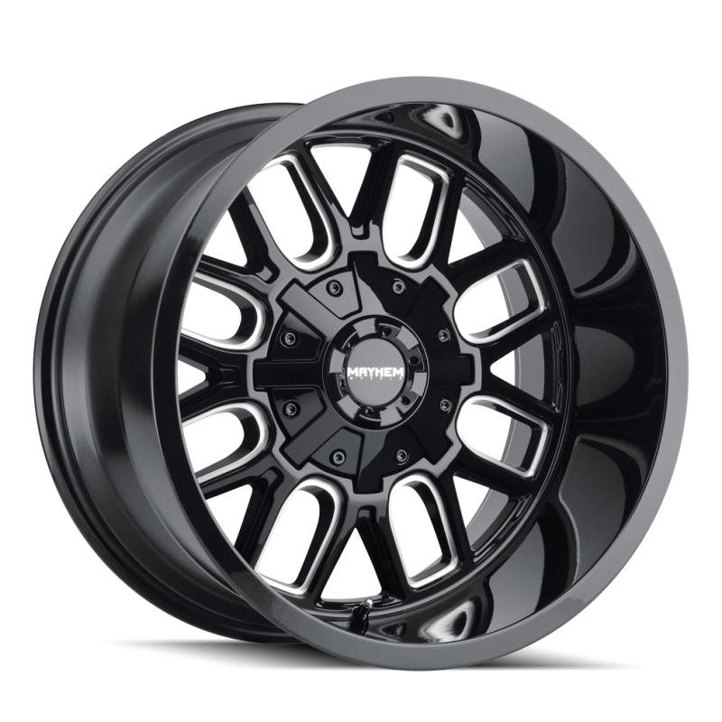Mayhem 8107 Cogent 20x9 / 5x127 BP / 18mm Offset / 87.1mm Hub Black w/ Milled Spokes Wheel Mayhem