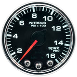 Autometer Spek-Pro Gauge Nitrous Press 2 1/16in 1600psi Stepper Motor W/Peak & Warn Blk/Chrm