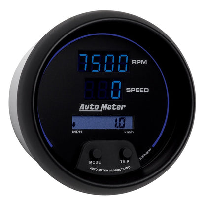 Autometer 85.7mm Black Digital 8000rpm/160mph or 260kmph Electric Tachometer/Speedometer Combo 6987