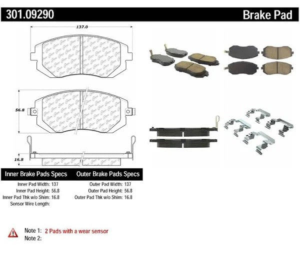 CENTRIC 02-08 SUBARU IMPREZA / 02-07 FORESTER FRONT CENTRIC PREMIUM CERAMIC BRAKE PADS, 301.09290 - eliteracefab.com