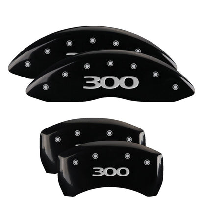 MGP 4 Caliper Covers Engraved Front & Rear 300 Black finish silver ch - eliteracefab.com