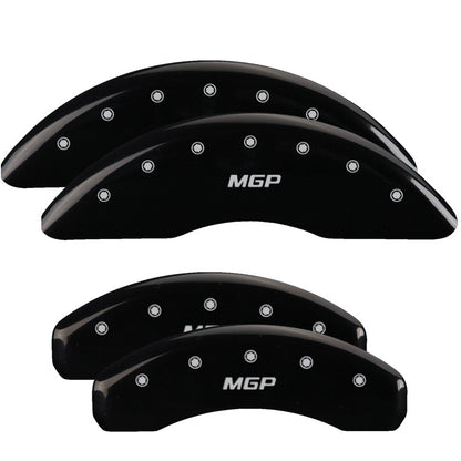 MGP 4 Caliper Covers Engraved Front & Rear MGP Black Finish Silver Characters 2016 Kia Sedona MGP