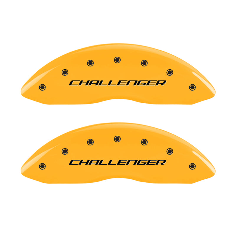 MGP 4 Caliper Covers Engraved Front & Rear Block/Challenger Yellow finish black ch MGP