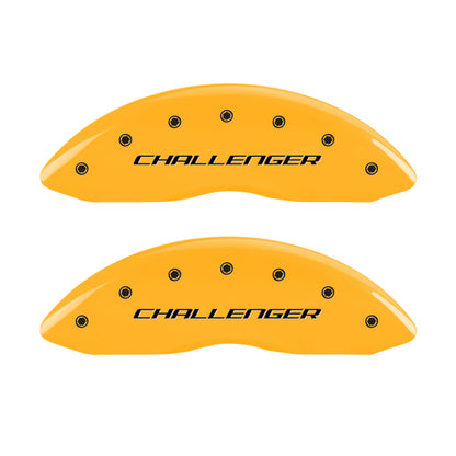 MGP 4 Caliper Covers Engraved Front & Rear Block/Challenger Yellow finish black ch MGP
