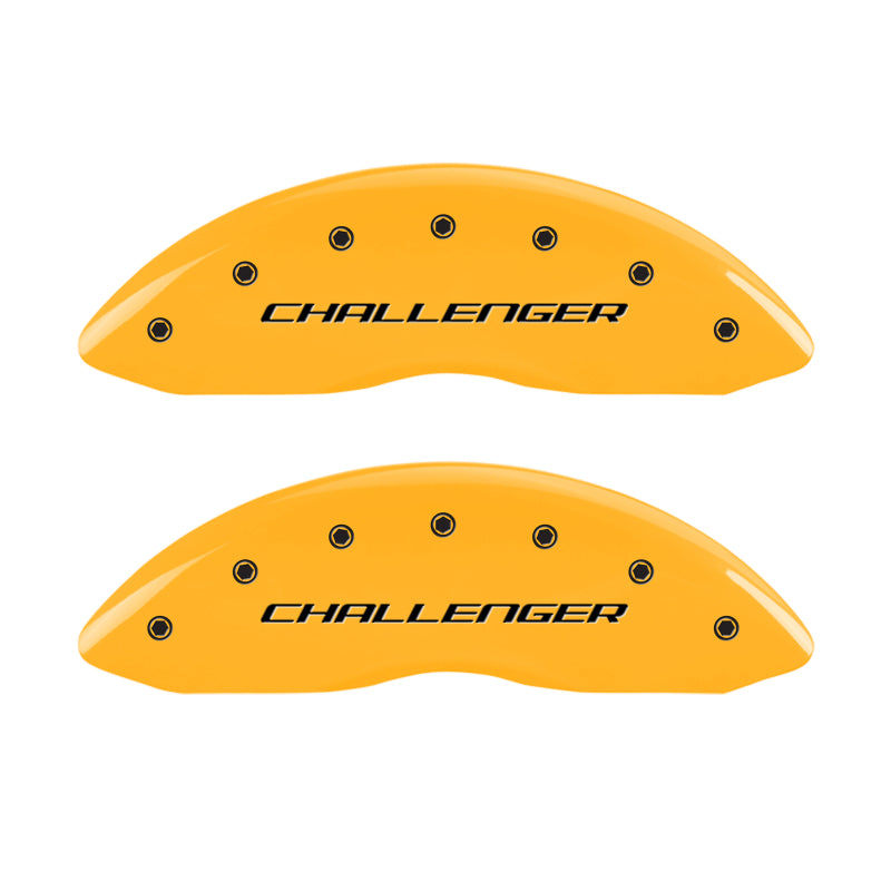 MGP 4 Caliper Covers Engraved Front & Rear Block/Challenger Yellow finish black ch MGP