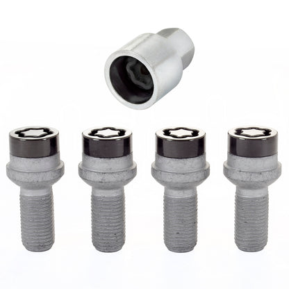 McGard Wheel Lock Bolt Set - 4pk. (Radius Seat) M14X1.5 / 17mm Hex / 26.7mm Shank Length - Black - eliteracefab.com