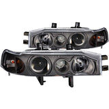 ANZO USA Honda Accord Projector Headlights W/ Halo Black 1pc; 1990-1993