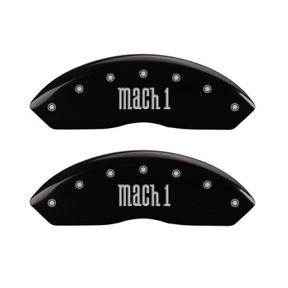 MGP 4 Caliper Covers Engraved Front & Rear Mach 1 Black finish silver ch MGP