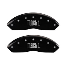 Load image into Gallery viewer, MGP 4 Caliper Covers Engraved Front &amp; Rear Mach 1 Black finish silver ch MGP