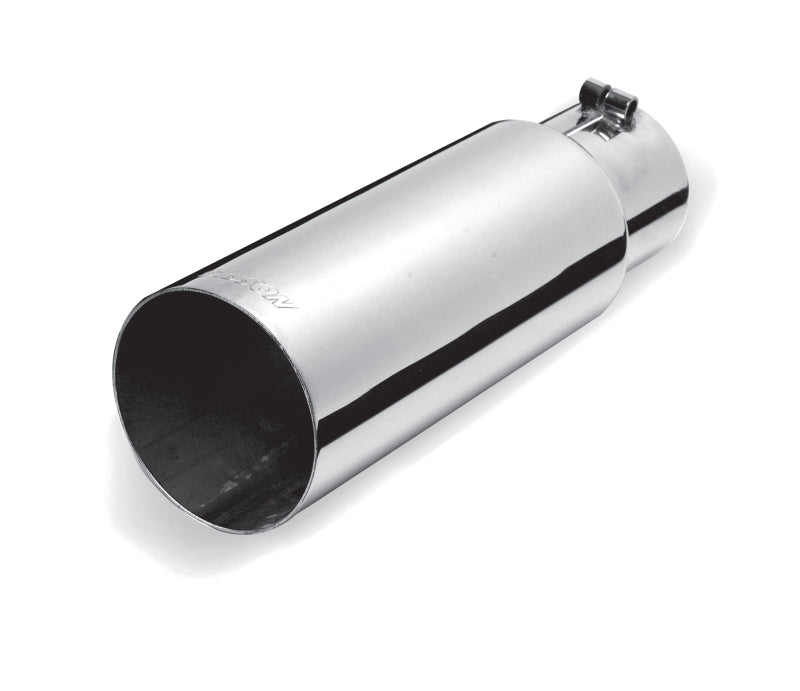 Gibson Round Single Wall Straight-Cut Tip - 3.5in OD/2.5in Inlet/12in Length - Stainless Gibson