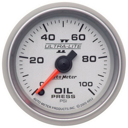 Autometer Ultra-Lite II 52mm 0-100 psi Full Sweep Electric Oil Pressure Gauge 4953