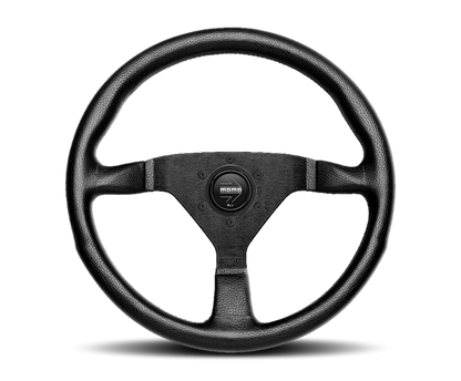 Momo Montecarlo Steering Wheel 320 mm - Black Leather/Red Stitch/Black Spokes - eliteracefab.com