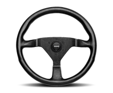 Load image into Gallery viewer, Momo Montecarlo Steering Wheel 320 mm - Black Leather/Red Stitch/Black Spokes - eliteracefab.com