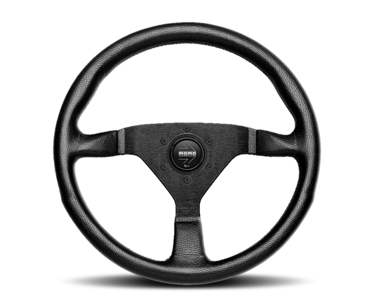 Momo Montecarlo Steering Wheel 350 mm - Black Leather/Red Stitch/Black Spokes - eliteracefab.com