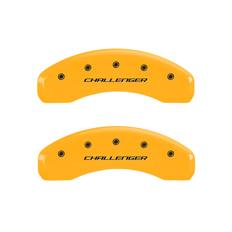MGP 4 Caliper Covers Engraved Front & Rear Block/Challenger Yellow finish black ch MGP