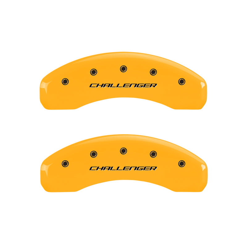 MGP 4 Caliper Covers Engraved Front & Rear Block/Challenger Yellow finish black ch MGP