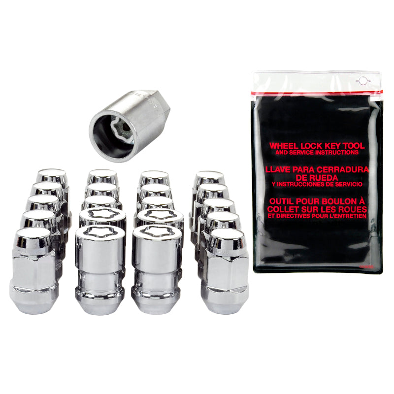 McGard 5 Lug Hex Install Kit w/Locks (Cone Seat Nut / Bulge) M12X1.5 / 3/4 Hex / 1.45in L - Chrome - eliteracefab.com