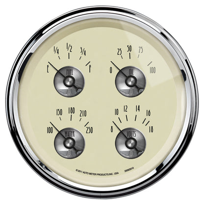 AutoMeter Gauge Quad 5in. 0 Ohm(e) to 90 Ohm(f) Elec Prestige Antq. Ivory 2009