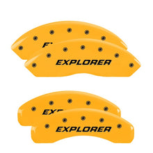 Load image into Gallery viewer, MGP 4 Caliper Covers Engraved Front &amp; Rear Explorer/2011 Yellow Finish Black Char 2006 Ford Explorer MGP