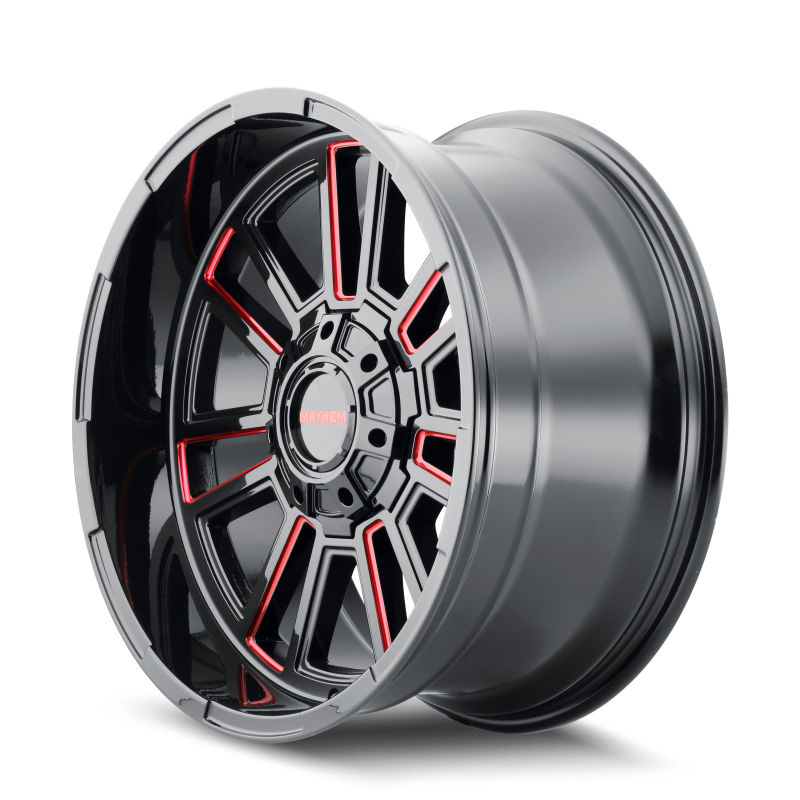 Mayhem 8115 Apollo 20x9 / 8x170 BP / 18mm Offset / 125.2mm Hub Black w/ Prism Red Wheel Mayhem