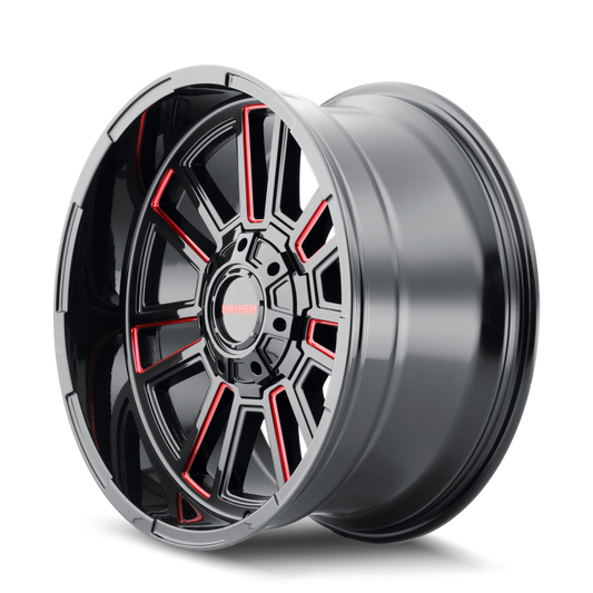Mayhem 8115 Apollo 20x9 / 8x170 BP / 0mm Offset / 125.2mm Hub Black w/ Prism Red Wheel Mayhem